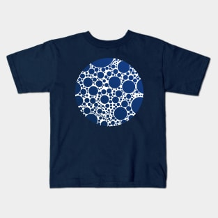 Shades of Indigo Blue Bubbles Polka Dot Pattern Kids T-Shirt